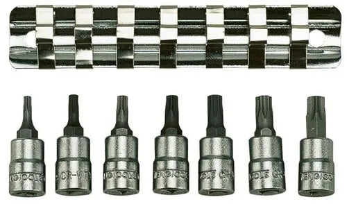 Teng Tools 1/4" TX Bit Socket Clip Rail Set, 8 Pieces