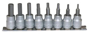 Teng Tools 8-Piece 38 Drive AF Hex Bit Socket Clip Rail Set