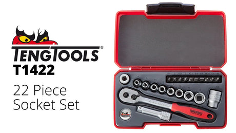 Teng Tools 22 Piece 1/4" Drive Socket Set