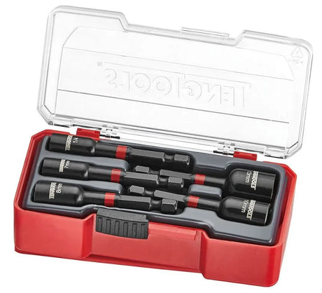 Teng Tools TJNS05 5-Piece Impact Nut Setter Set with Belt Clip - 1/4" Hex Drive