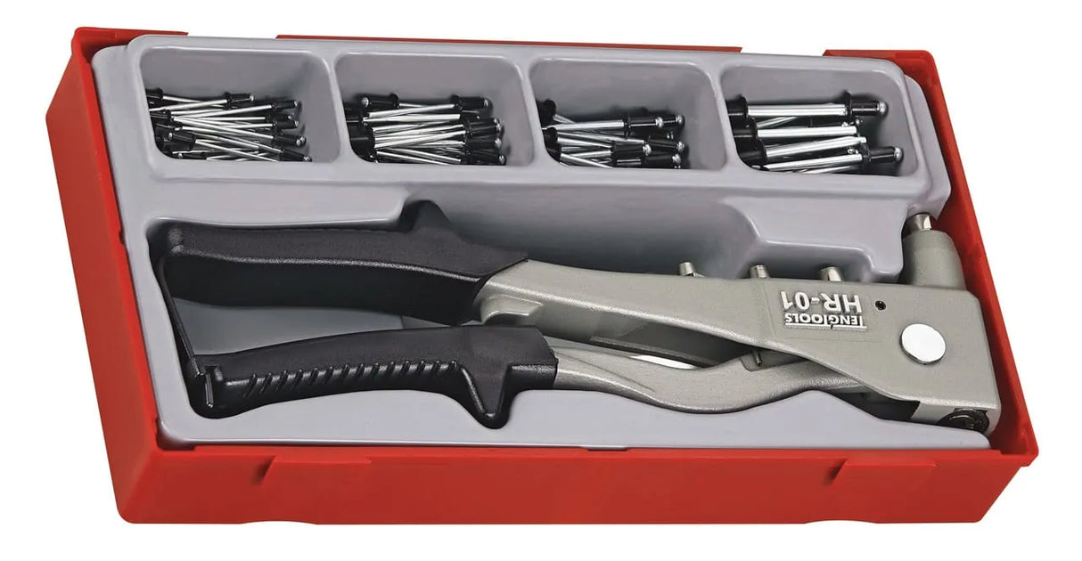 Teng Tools TTHR81 81 Piece Rivet Gun Set with Four Nozzles and Assorted Rivets - Complete with TC Tray System