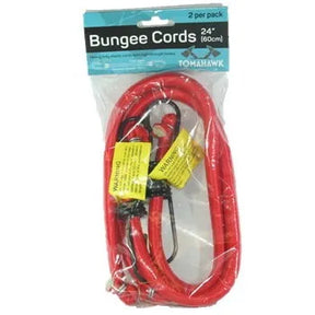 Tomahawk 24" Bungee Cord (2-Pack) – Heavy Duty 12mm Elastic with Scratch-Resistant Hooks