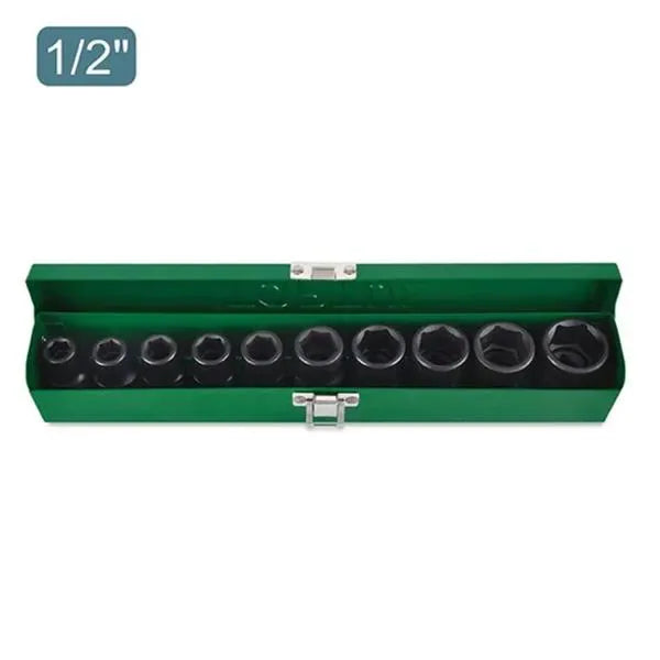 Toptul 1/2" Drive Impact Socket Set 10 Piece (10-24mm) - QGDAD1001