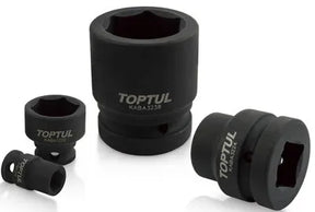Toptul 1"Dr Impact Socket 6pt | Black Phosphate Finish, CR-MO, DIN 3121 Standard