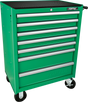 Toptul 7 Drawer Tool Trolley - Green Mobile Storage Unit with Ball Bearing Drawers