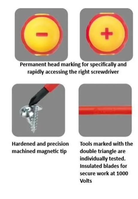Toptul 7Pc VDE Insulated Screwdriver Set - Slotted & Phillips with Voltage Tester