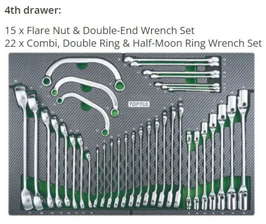Toptul 8 Drawer Tool Trolley - 448 pcs Mechanical Tool Set