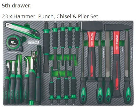 Toptul 8 Drawer Tool Trolley - 448 pcs Mechanical Tool Set