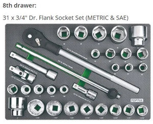 Toptul 8 Drawer Tool Trolley - 448 pcs Mechanical Tool Set