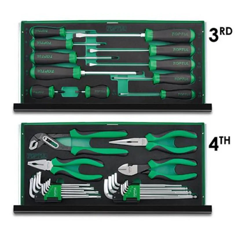 Toptul 99PCS Tool Kit QGCAZ0038 - Comprehensive Hand Tool Set with EVA Foam Trays