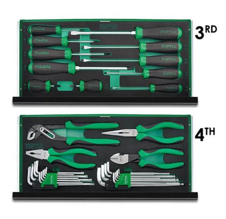 Toptul 99PCS Tool Kit QGCAZ0038 - Comprehensive Hand Tool Set with EVA Foam Trays