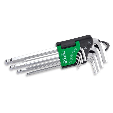 Toptul Long Type Ball Point Hex Key Wrench Set 9pcs GBAL0901