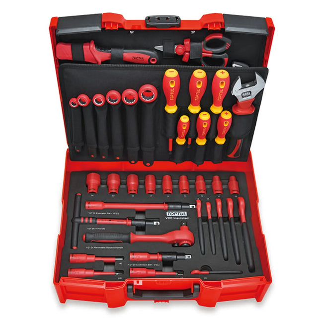 Toptul GCZ-042A VDE Insulated Mechanical Tool Set 42pcs - Complete Tool Kit for Electricians & Mechanics