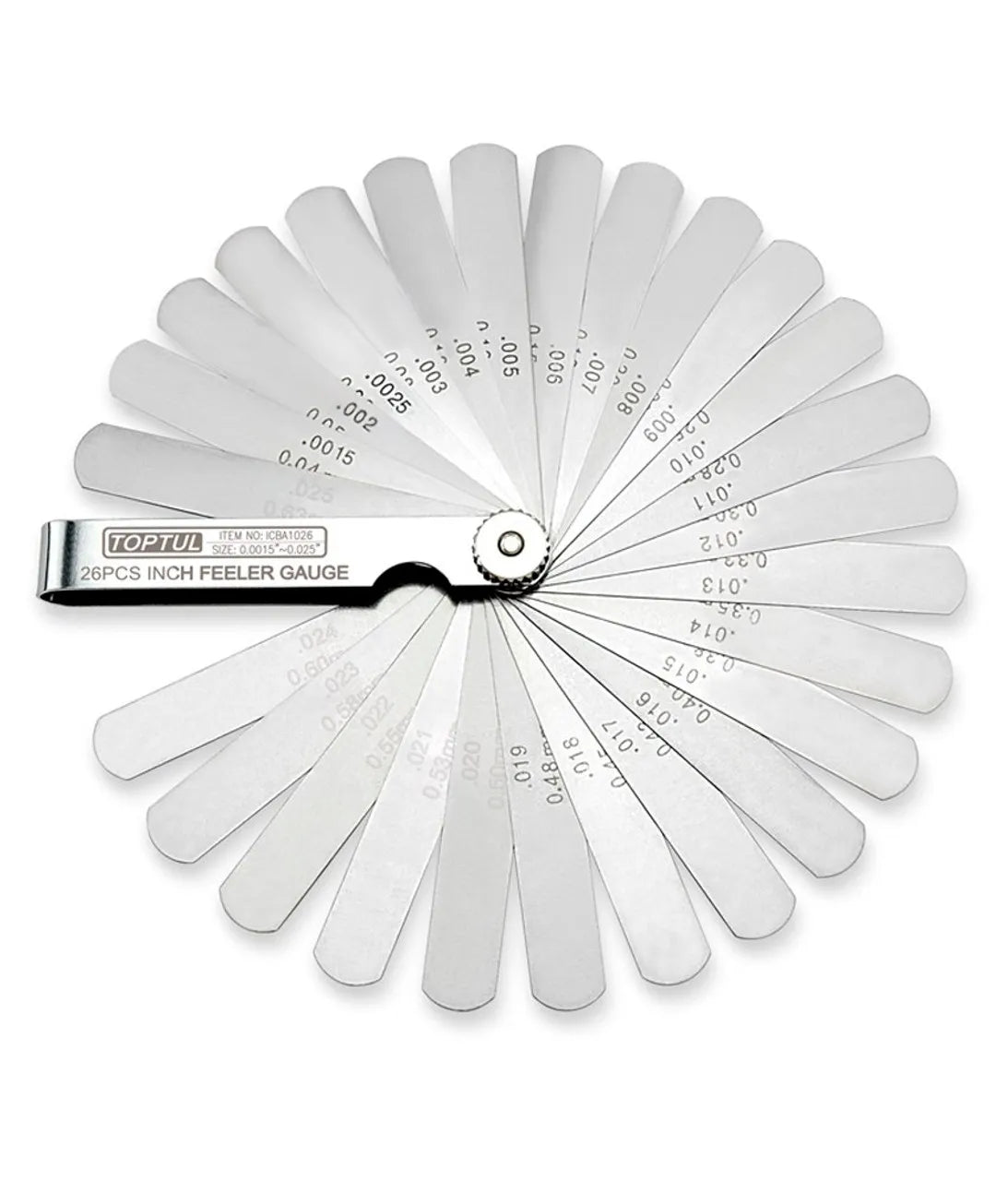 Toptul ICBA1026 Feeler Gauge Rounded 0.0015"-0.025"