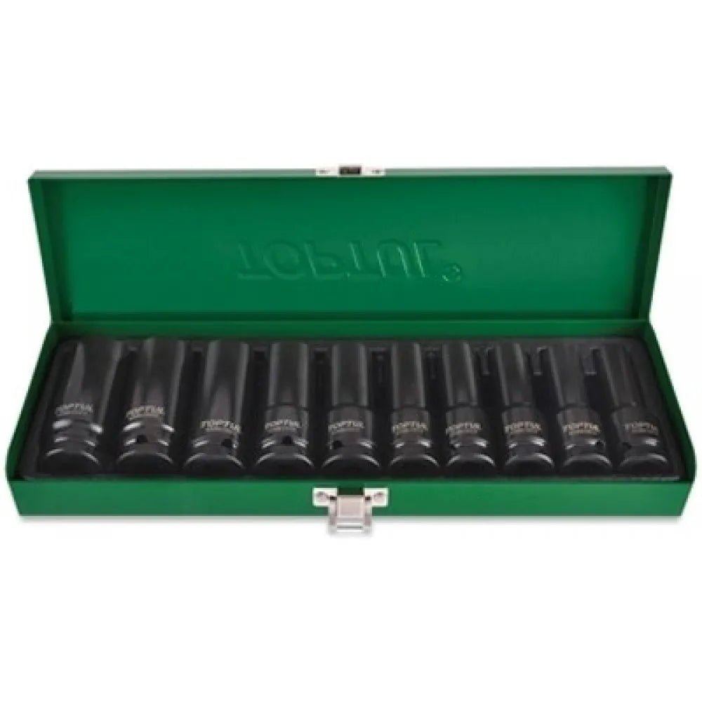 Toptul QGDAD1002 1/2" Dr Deep Impact Socket Set 10Pc 10-24mm 