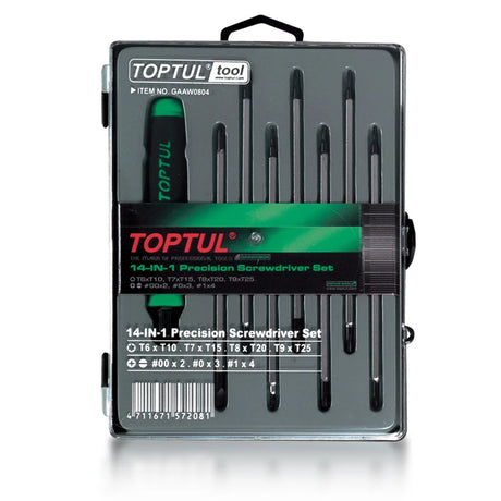TOPTUL Set of Screwdrivers 8pcs GAAW0804 - 14-in-1 Phillips & Torx Driver Set