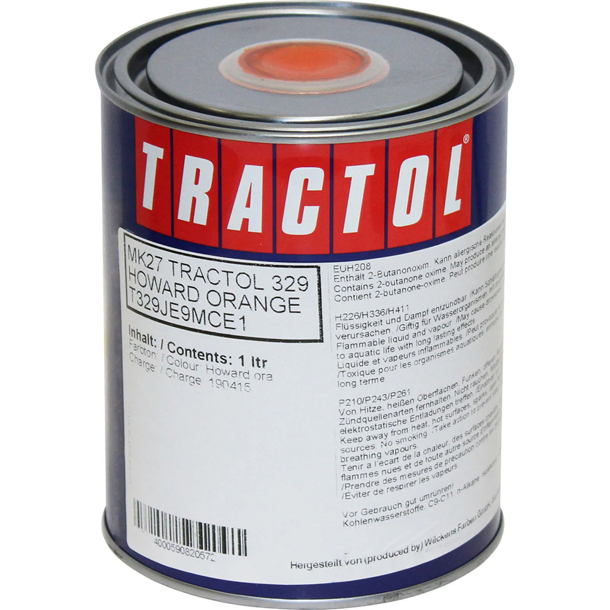 Tractol Howard Orange Tractor Paint 1L - High Gloss Finish for Agricultural Machinery