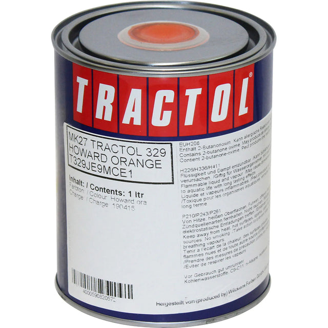 Tractol Howard Orange Tractor Paint 1L - High Gloss Finish for Agricultural Machinery