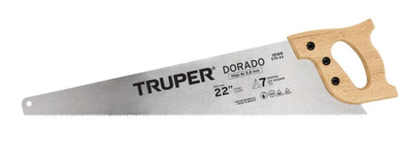Truper 22" Handsaw - Dorado Series, 7 TPI, Wood Handle, High-Speed Steel Blade