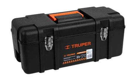 Truper 23" Plastic Industrial Tool Box TP11506 - Heavy-Duty with Metal Clasp & Tray
