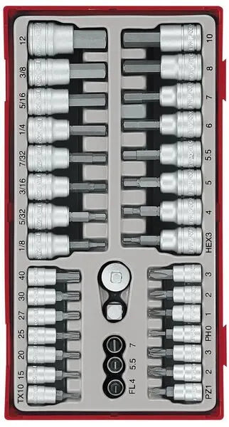 Teng Tools TTBS35 35 Piece 1/4" & 3/8" Drive Bit Socket Set
