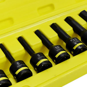 TUNDRA 1/2" Drive Impact Hex Bit Set - 9pc Male Hex Socket Set TUNIHEXS12-09M