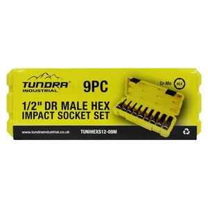 TUNDRA 1/2" Drive Impact Hex Bit Set - 9pc Male Hex Socket Set TUNIHEXS12-09M