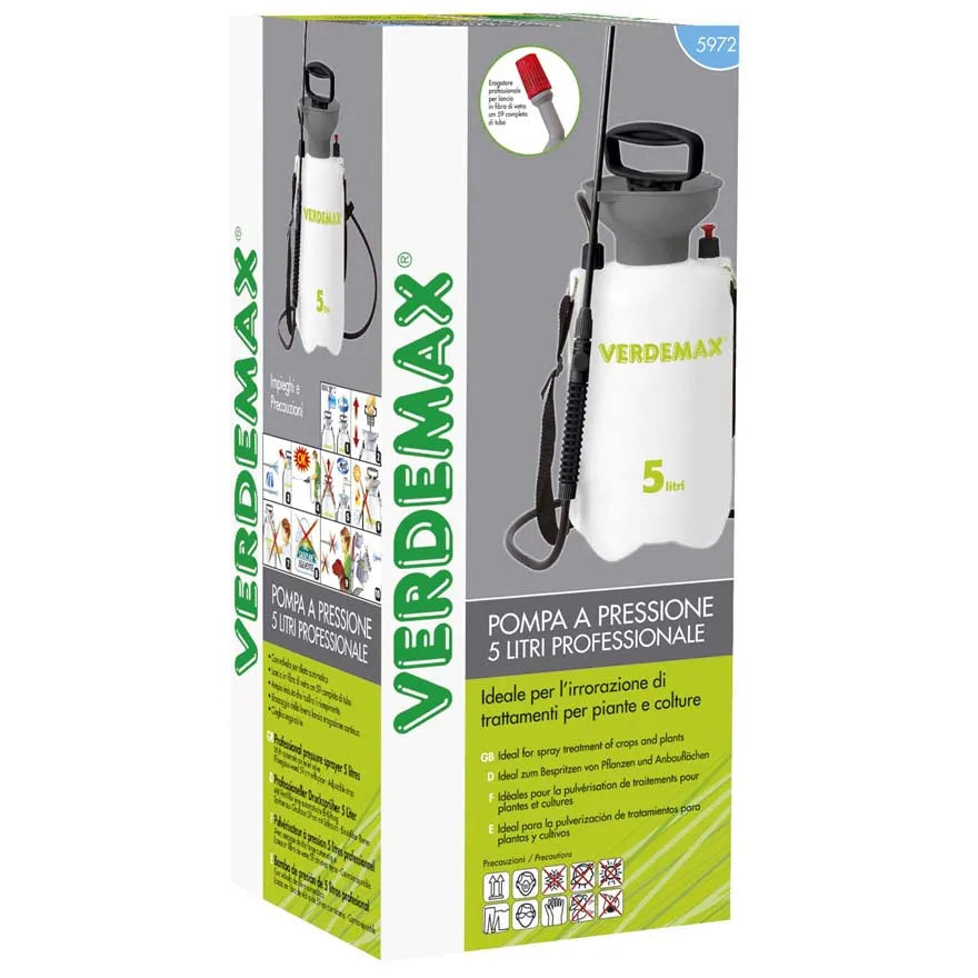 Verdemax 5L Professional Pressure Sprayer | 3 Bar Safety Valve | Fibreglass Lance
