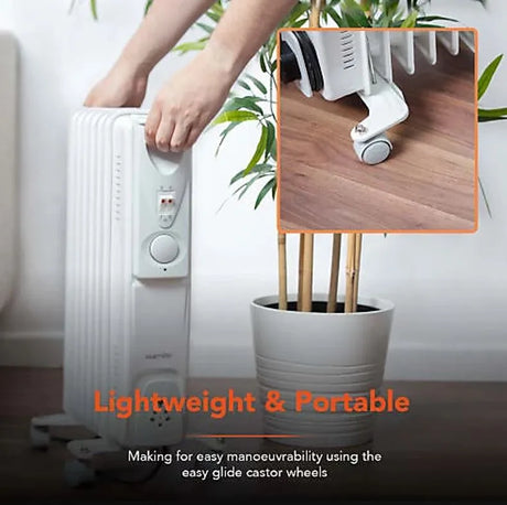 Warm Lite 1500W Oil Filled Radiator | Portable 7-Fin Heater with Adjustable Thermostat & Safety Features