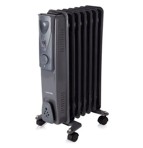 Warmlite 1.5KW Oil Filled Radiator - Dark Titanium | Portable, Energy-Efficient 7-Fin Heater with Adjustable Thermostat