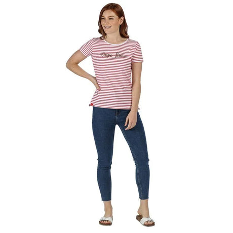 Regatta Kimberley Walsh Olwyn Striped Carpe Diem T-Shirt True Red