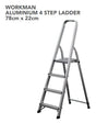 Workman Aluminium 4 Step Ladder - 78cm x 22cm (L013)