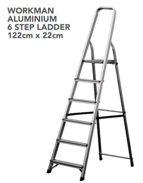 Workman Aluminium 6 Step Ladder - 122cm x 22cm (L015)