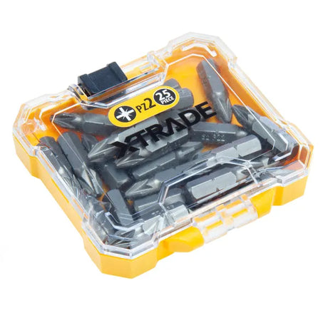 XTrade 25 Piece Screwdriver Bits PZ2 - S2 Steel, Precision-Machined with Storage Case