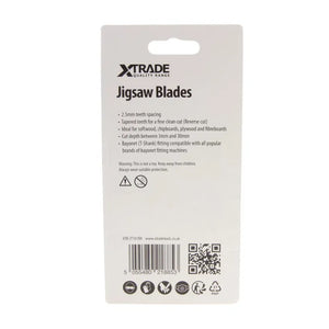 XTRADE JT101B Jigsaw Blade Wood (5 Pack) - 100mm CrV Blades for Clean, Precise Wood Cutting