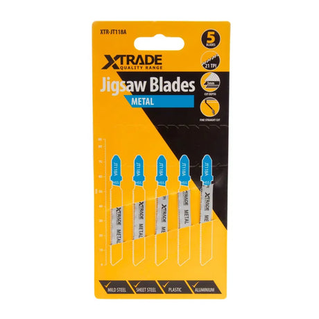 XTRADE JT118A Jigsaw Blade Metal (5 Pack) - 75mm HSS Blades with Wavy Set Teeth