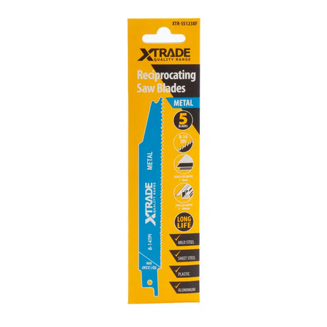 XTRADE S123XF Recip Saw Blade Metal (5 Pack) - 150mm BIM Blades for Progressive Metal Cuts