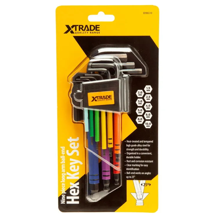 XTRADE 9pc Long Arm Ball End Hex Key Set