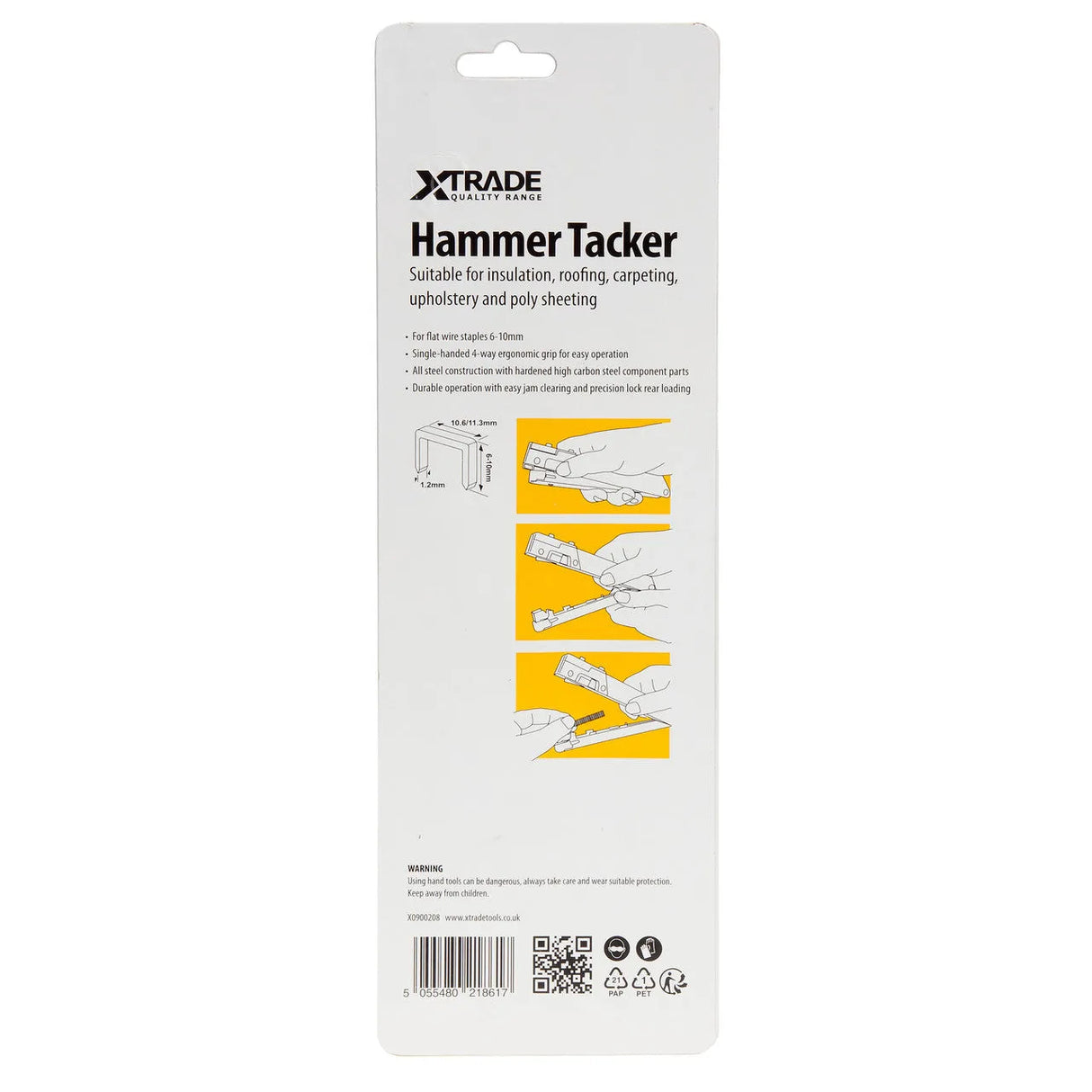 XTrade Hammer Tacker - Heavy-Duty Stapler for Roofing, Carpeting, and Insulation