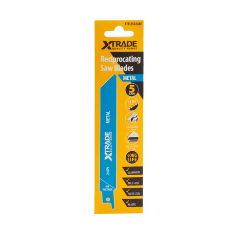 XTRADE SS922AF Recip Saw Blade Metal (5 Pack) - 150mm BIM Fine Cut Blades