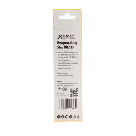XTRADE SS922AF Recip Saw Blade Metal (5 Pack) - 150mm BIM Fine Cut Blades
