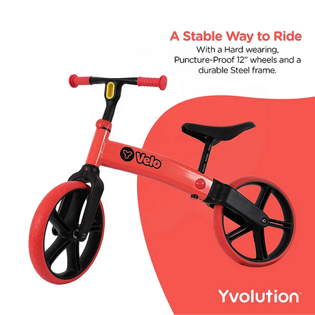 Yvolution Velo Senior Red Balance Bike | Adjustable for Ages 3-5 Years