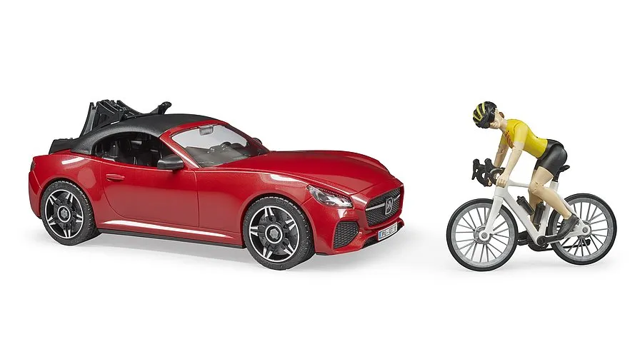 Bruder Roadster with Racing Bicycle and Cyclist