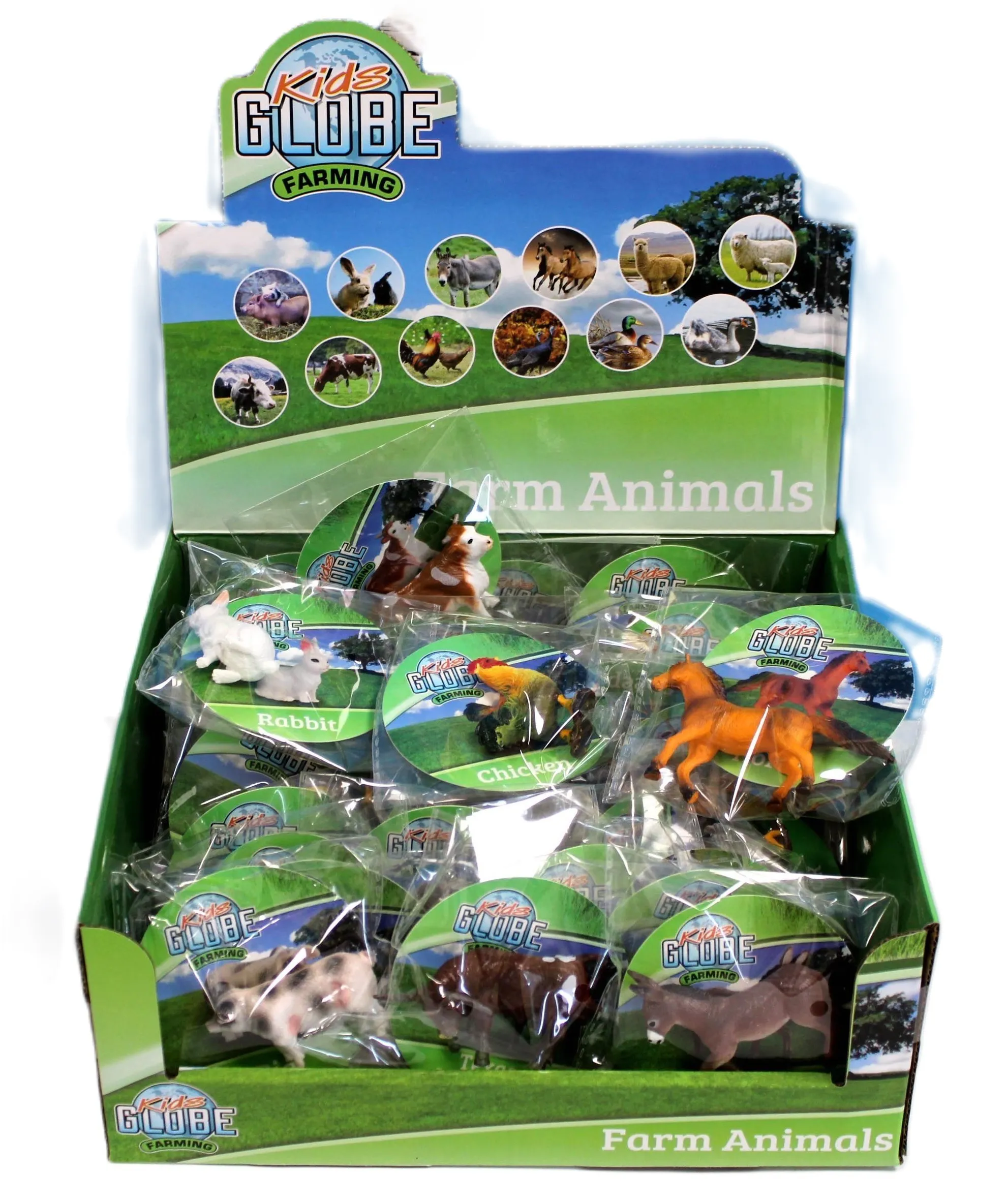 Kids Globe Farm Animal Figure – 12 Assorted Pieces (V05/0456) – Durable Plastic Farm Figurines