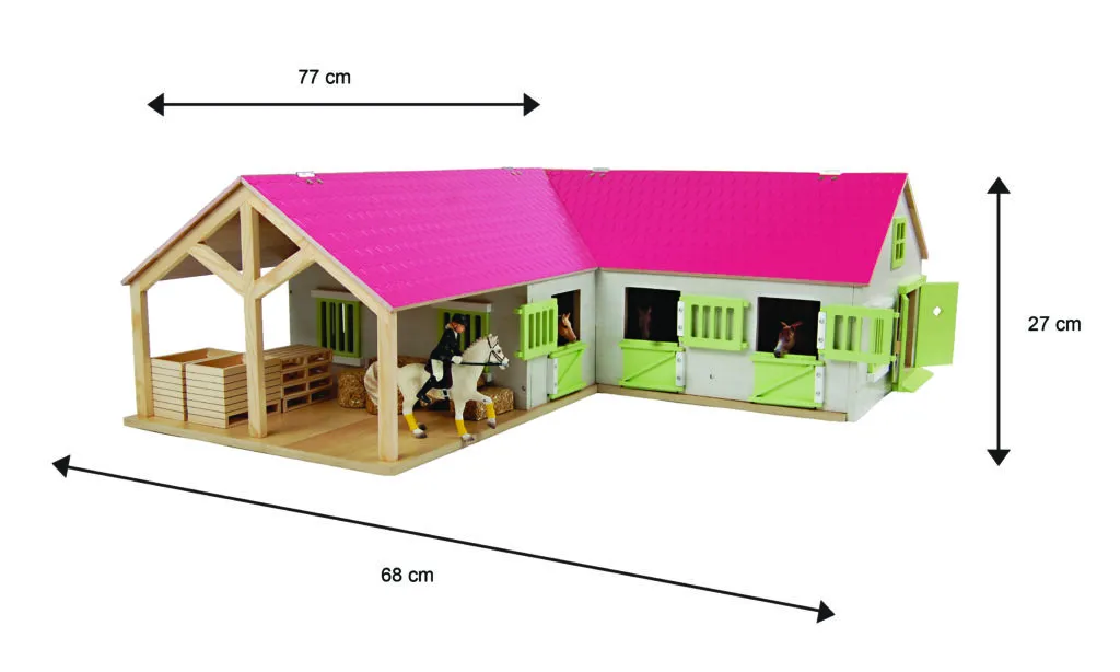 Kids Globe Wooden Horse Farm with Movable Doors Windows & Roof